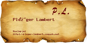 Pláger Lambert névjegykártya